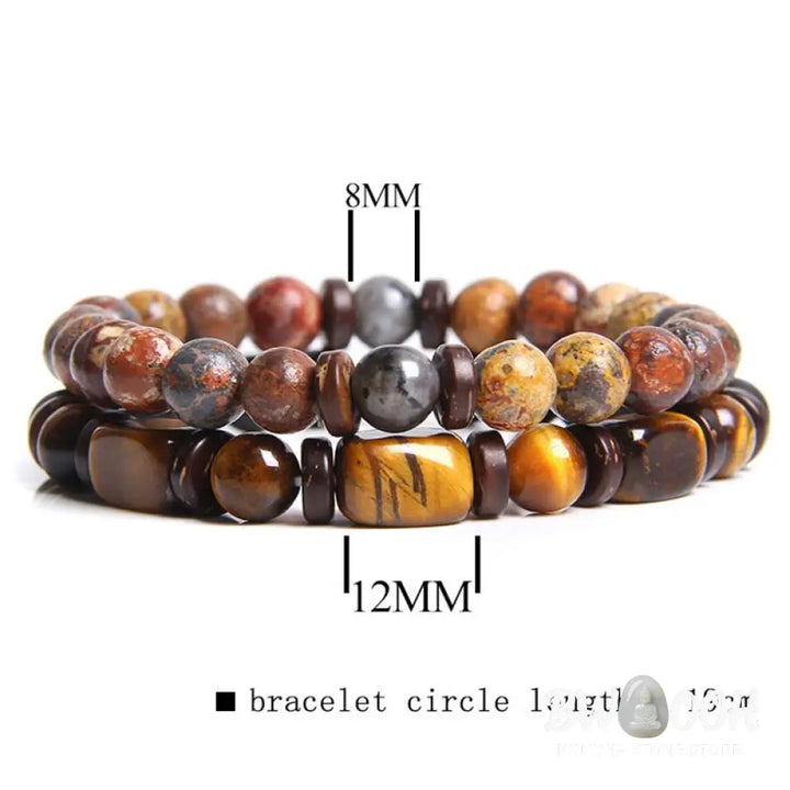 Buddha Stones 2PCS Healing Crystal Emperor Stone Tiger Eye Bead Bracelet - BWOOOH - Bracelet