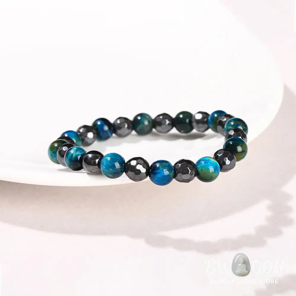 Buddha Stones 2Pcs Hematite Tiger Eye Blue Tiger Eye Powerful Bracelet Set - BWOOOH - Hematite Tiger Eye Blue Tiger