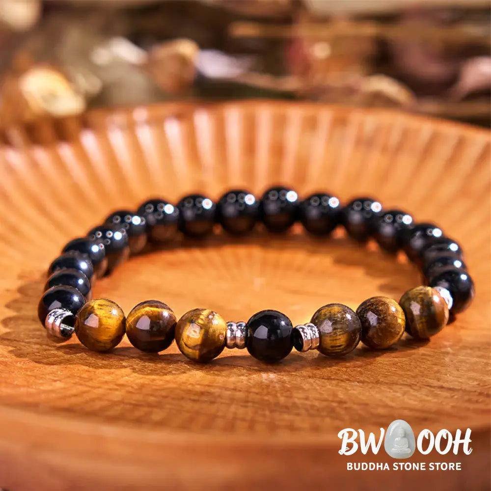 Buddha Stones 2Pcs Hematite Tiger Eye Blue Tiger Eye Powerful Bracelet Set - BWOOOH - Hematite Tiger Eye Blue Tiger