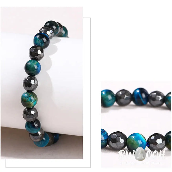 Buddha Stones 2Pcs Hematite Tiger Eye Blue Tiger Eye Powerful Bracelet Set - BWOOOH - Hematite Tiger Eye Blue Tiger