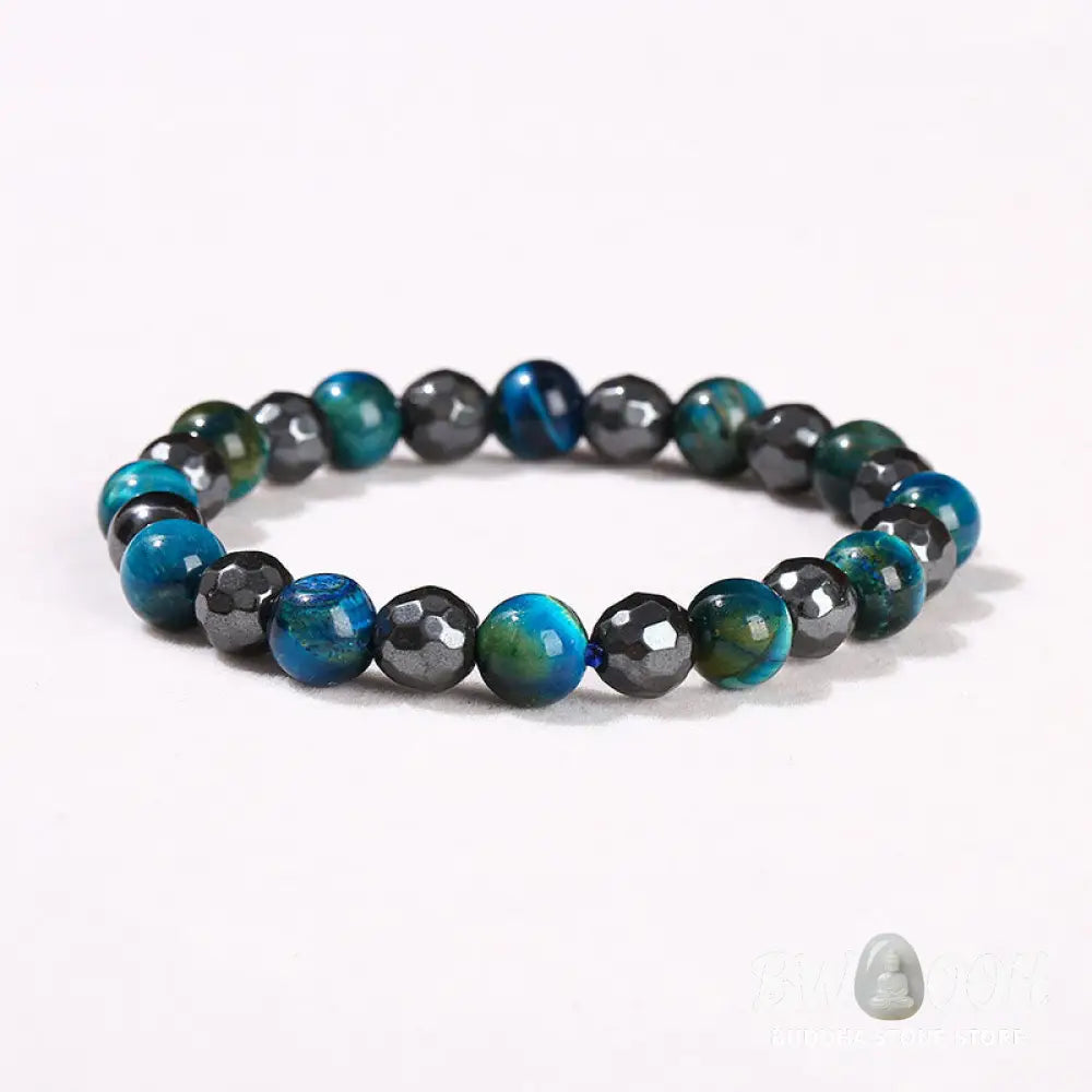 Buddha Stones 2Pcs Hematite Tiger Eye Blue Tiger Eye Powerful Bracelet Set - BWOOOH - Hematite Tiger Eye Blue Tiger