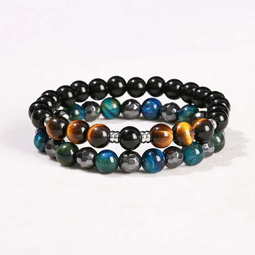 BWOOOH Hematite and Tiger Eye Bracelet Set Collection