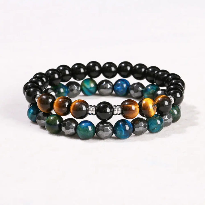 BWOOOH Hematite and Tiger Eye Bracelet Set Collection