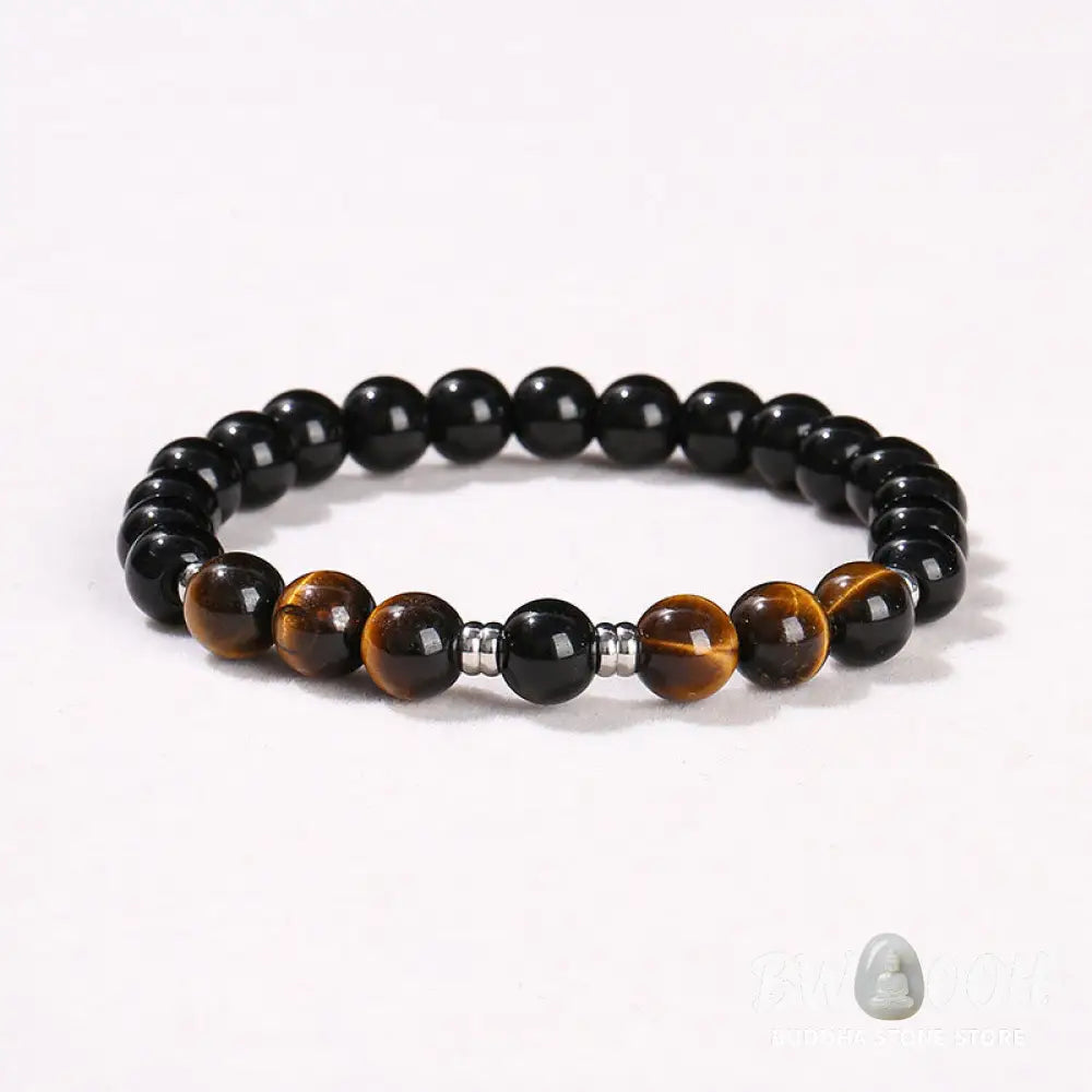 Buddha Stones 2Pcs Hematite Tiger Eye Blue Tiger Eye Powerful Bracelet Set - Hematite Tiger Eye Blue Tiger Eye(Wrist