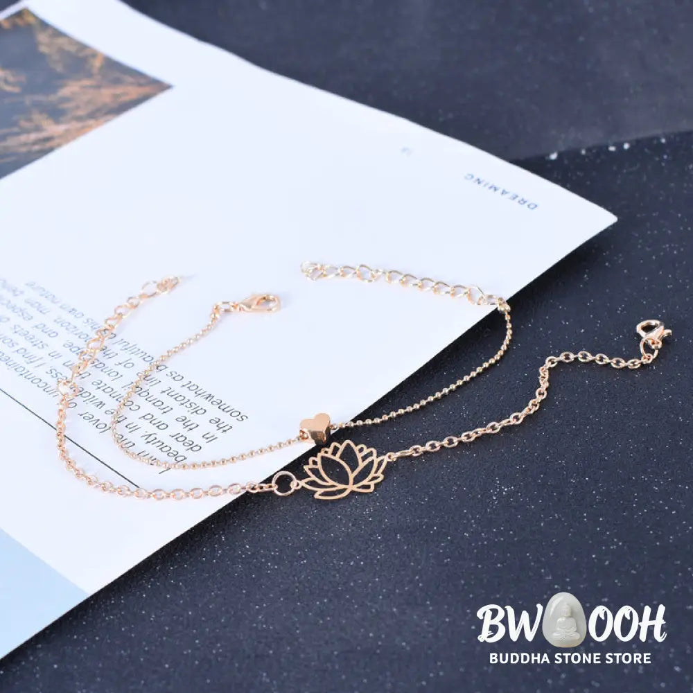 Buddha Stones 2Pcs Lotus Flower Love Heart Enlightenment Bracelet - LOTUS SYMBOL - Bracelet