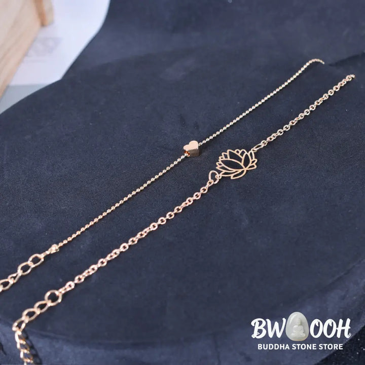 Buddha Stones 2Pcs Lotus Flower Love Heart Enlightenment Bracelet - LOTUS SYMBOL - Bracelet
