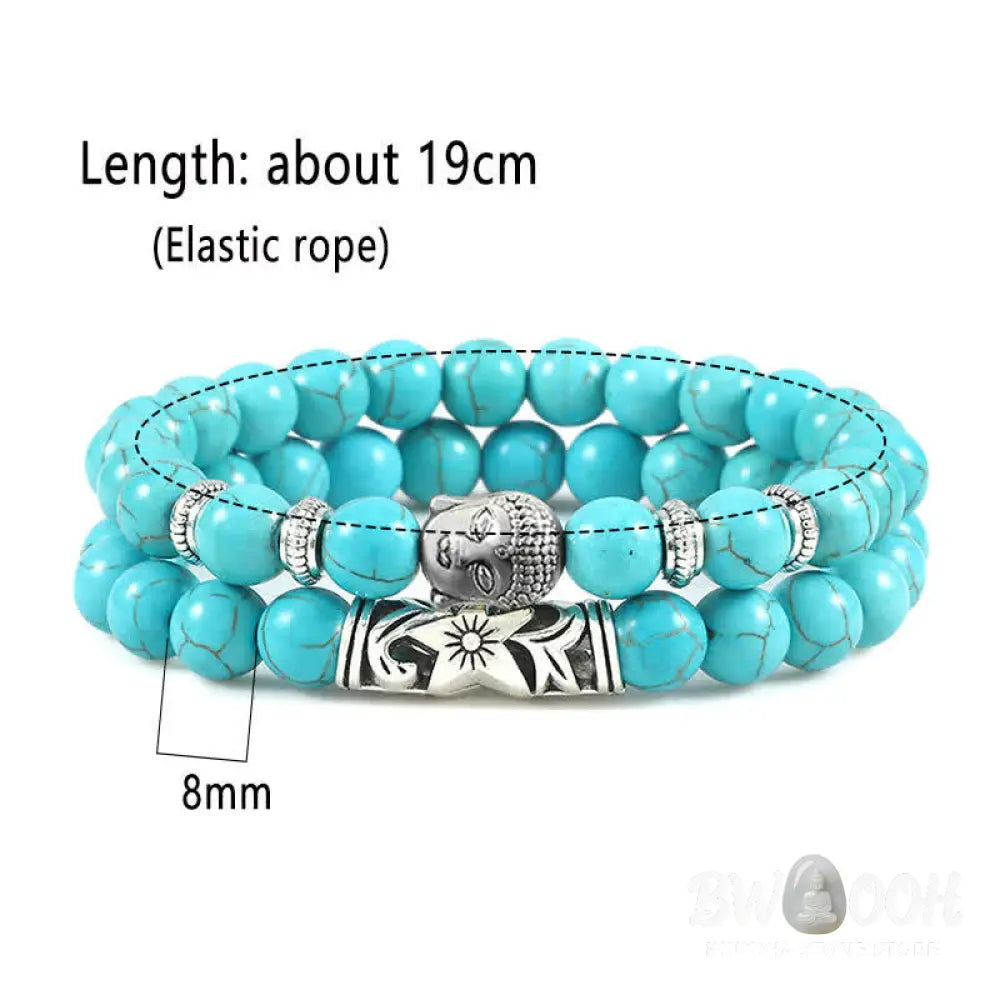 Buddha Stones 2Pcs Natural Crystal Agate Buddha Protection Bracelet - BWOOOH - Bracelet