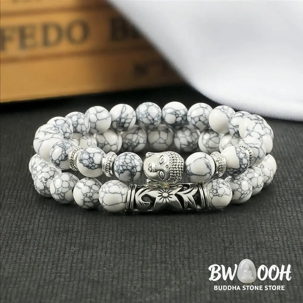 Buddha Stones 2Pcs Natural Crystal Agate Buddha Protection Bracelet - BWOOOH - Bracelet
