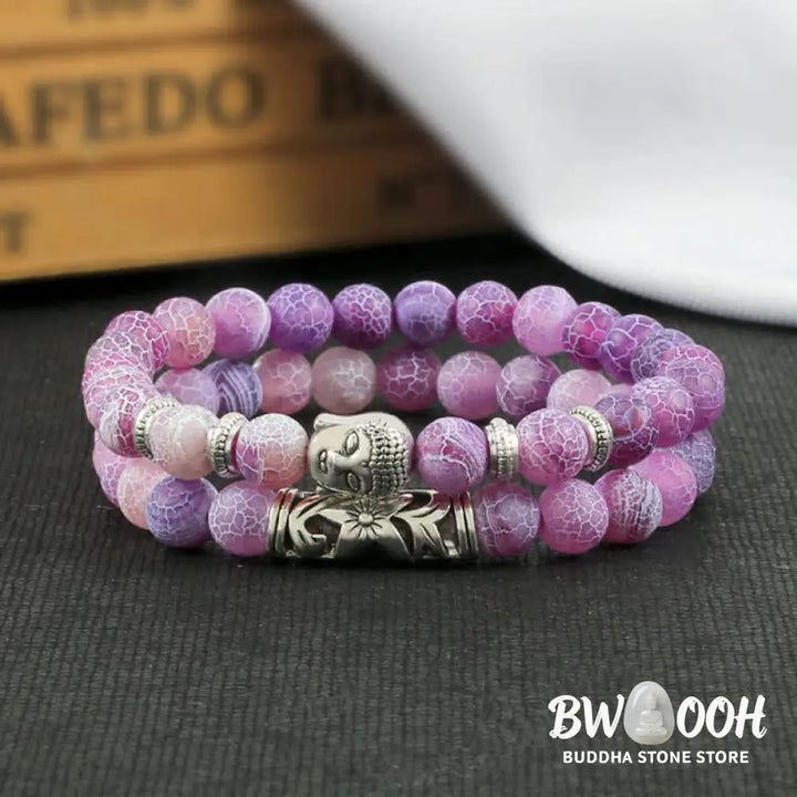 Buddha Stones 2Pcs Natural Crystal Agate Buddha Protection Bracelet - BWOOOH - Bracelet
