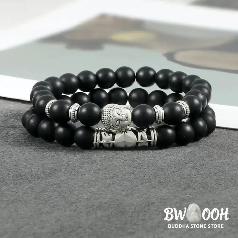 Buddha Stones 2Pcs Natural Crystal Agate Buddha Protection Bracelet - BWOOOH - Bracelet