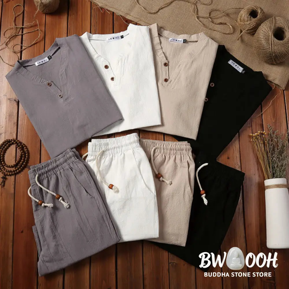 BWOOOH printed yoga pants - 2Pcs Plain Notched Collar Short Sleeve T