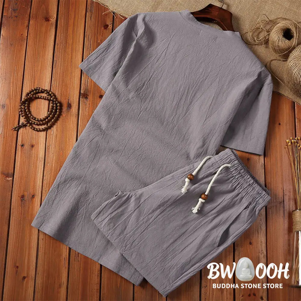 BWOOOH printed yoga pants - 2Pcs Plain Notched Collar Short Sleeve T