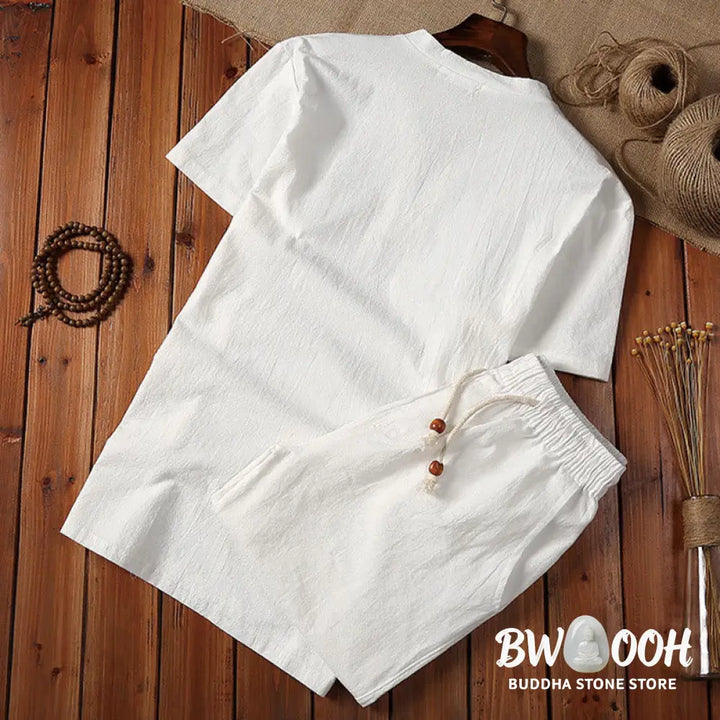 BWOOOH printed yoga pants - 2Pcs Plain Notched Collar Short Sleeve T