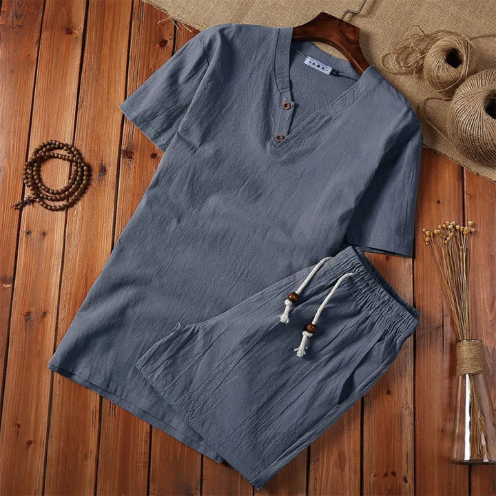 BWOOOH printed yoga pants - 2Pcs Plain Notched Collar Short Sleeve T