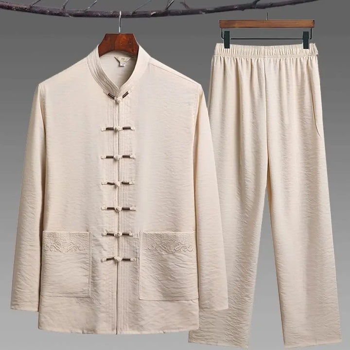 Buddha Stones 2Pcs Plain Tang Suit Men&