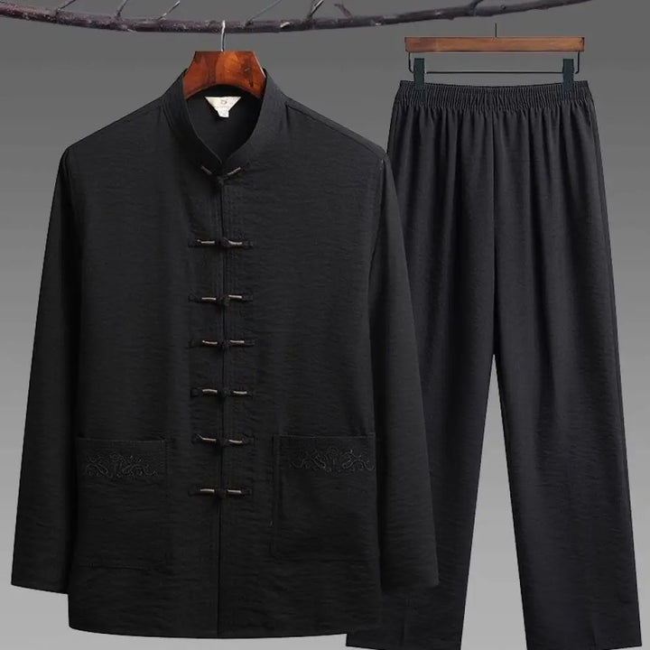 Buddha Stones 2Pcs Plain Tang Suit Men&