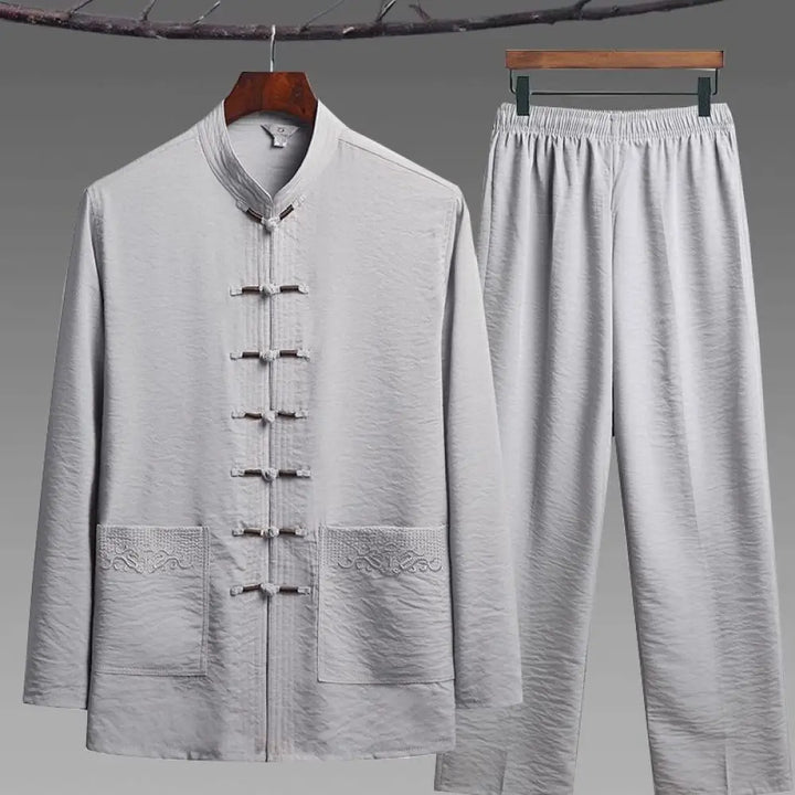 Buddha Stones 2Pcs Plain Tang Suit Men&