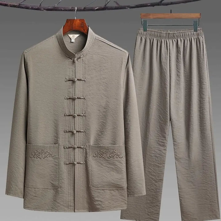 Buddha Stones 2Pcs Plain Tang Suit Men&