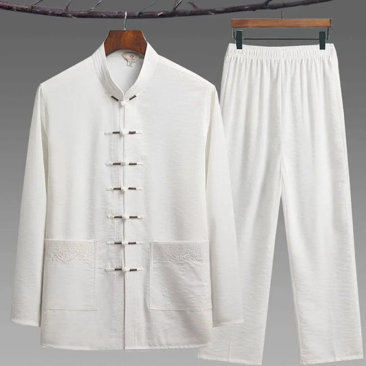 Buddha Stones 2Pcs Plain Tang Suit Men&