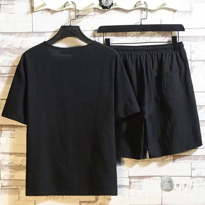 BWOOOH printed yoga pants - 2Pcs Short Sleeve T-Shirt Drawstring Sho