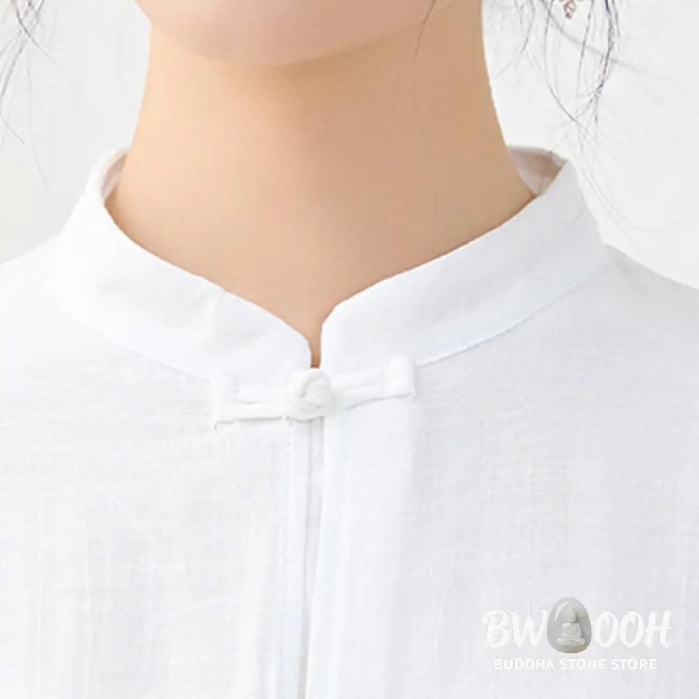 Buddha Stones 2Pcs Simple Chinese Frog Button Design Top Pants Meditation Yoga Zen Tai Chi Cotton Clothing Women’s Set