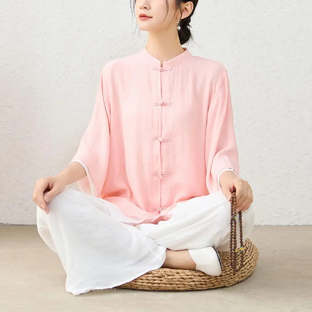 BWOOOH printed yoga pants - 2Pcs Simple Chinese Frog Button Design T
