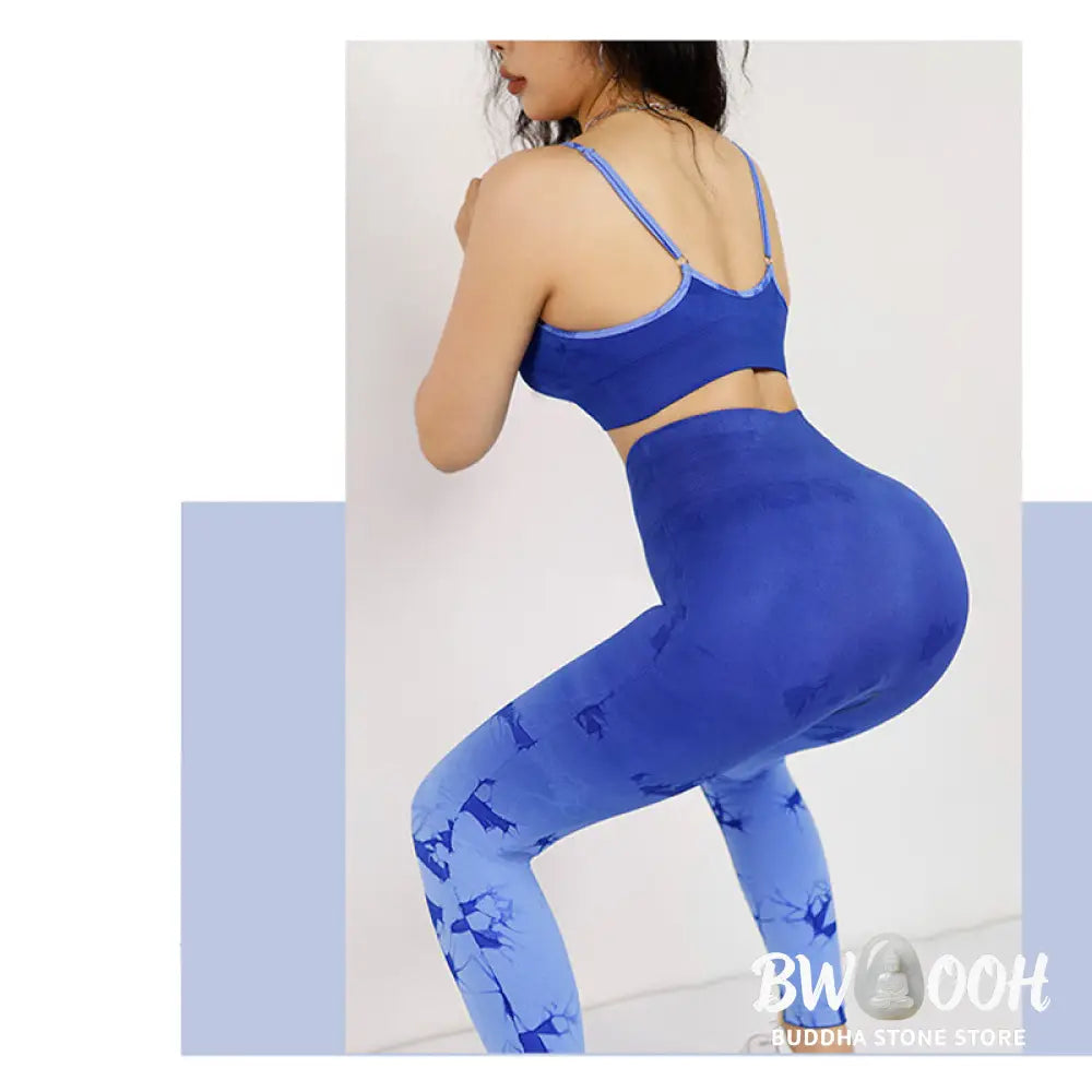BWOOOH lotus print yoga leggings - 2Pcs Simple Tie Dye Print Crop Tank Top 