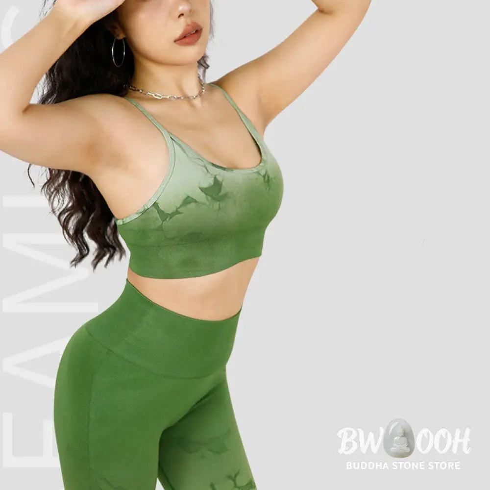 BWOOOH lotus print yoga leggings - 2Pcs Simple Tie Dye Print Crop Tank Top 