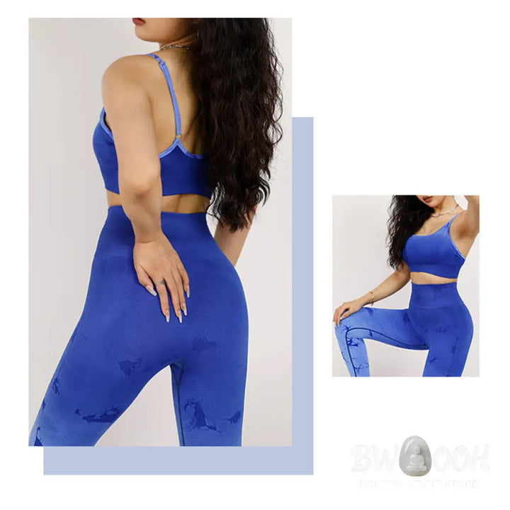 BWOOOH lotus print yoga leggings - 2Pcs Simple Tie Dye Print Crop Tank Top 