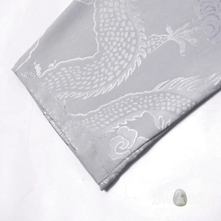Buddha Stones 2Pcs Tang Suit Dragon Frog-Button Men’s Long Sleeve Shirt Pants Clothing Set - Men’s Meditation Cloth