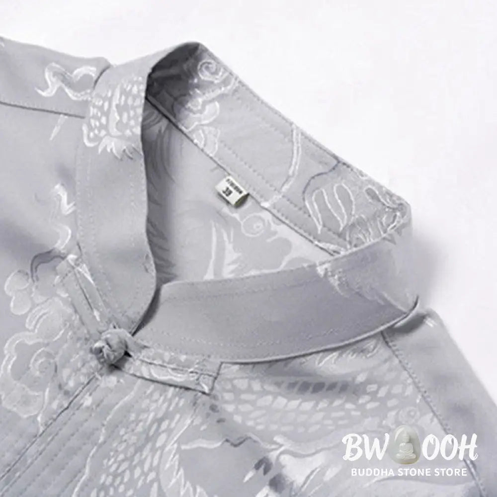 Buddha Stones 2Pcs Tang Suit Dragon Frog-Button Men’s Long Sleeve Shirt Pants Clothing Set - Men’s Meditation Cloth