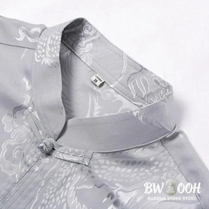 Buddha Stones 2Pcs Tang Suit Dragon Frog-Button Men’s Long Sleeve Shirt Pants Clothing Set - Men’s Meditation Cloth