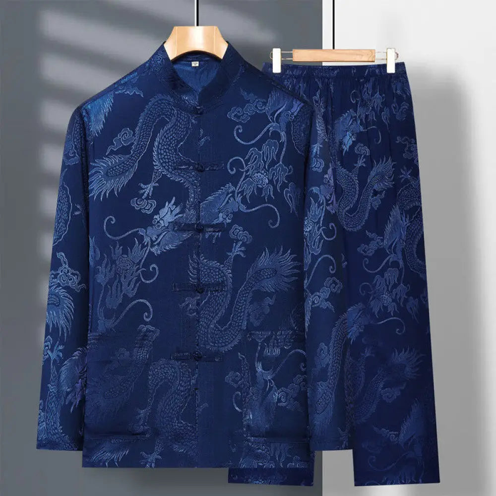 BWOOOH printed yoga pants - 2Pcs Tang Suit Dragon Frog-Button Men's 