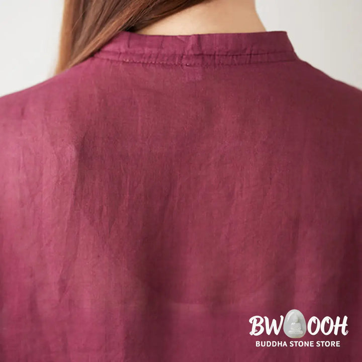 Buddha Stones 2Pcs Three Quarter Sleeve Shirt Top Pants Meditation Zen Tai Chi Cotton Linen Clothing Women’s Set