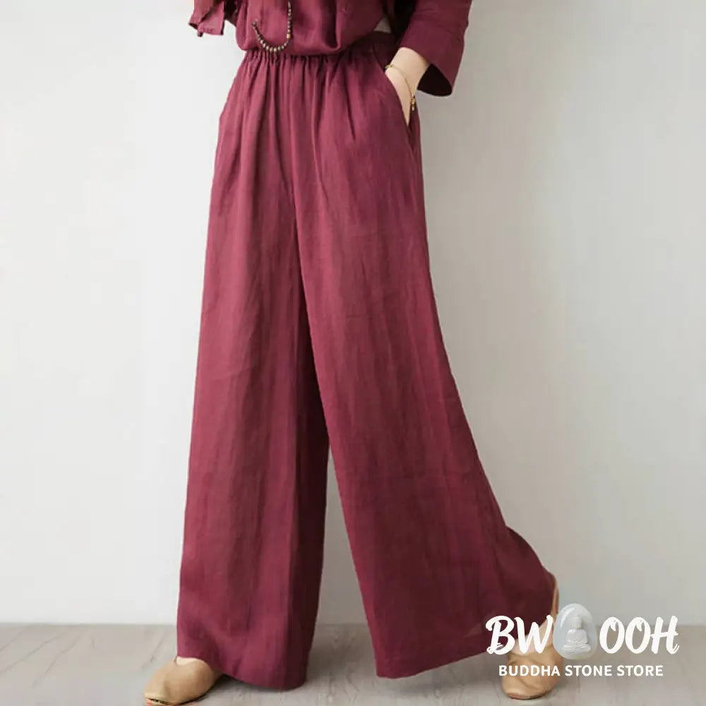 Buddha Stones 2Pcs Three Quarter Sleeve Shirt Top Pants Meditation Zen Tai Chi Cotton Linen Clothing Women’s Set
