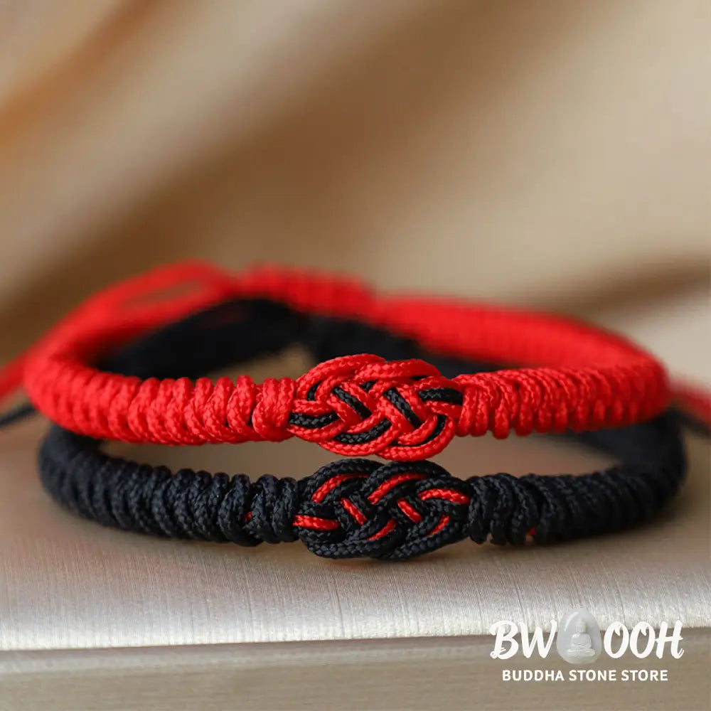 Buddha Stones 2Pcs Tibetan Luck Chinese Knot Protection String Bracelet - BWOOOH - Bracelet