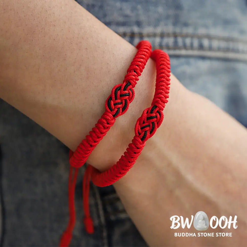 Buddha Stones 2Pcs Tibetan Luck Chinese Knot Protection String Bracelet - BWOOOH - Bracelet