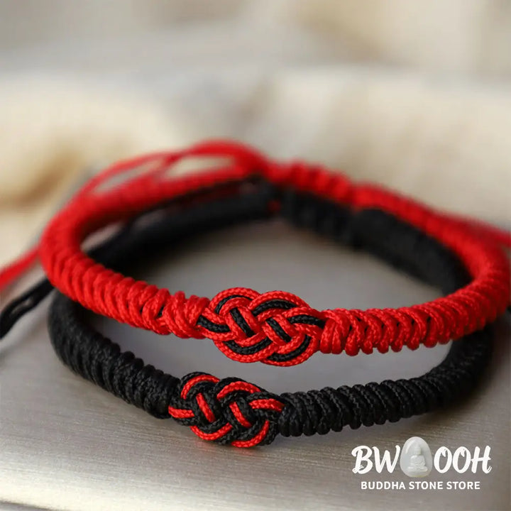 Buddha Stones 2Pcs Tibetan Luck Chinese Knot Protection String Bracelet - BWOOOH - Bracelet
