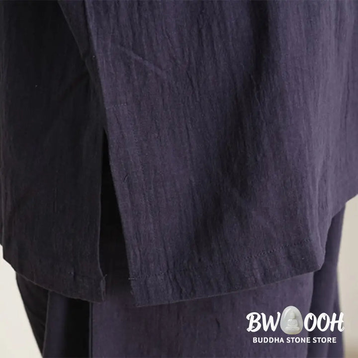 Buddha Stones 2Pcs V-Neck Three Quarter Sleeve Shirt Top Pants Meditation Zen Tai Chi Cotton Linen Clothing Women’s Set