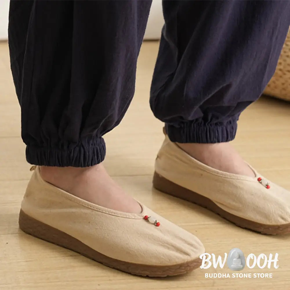 Buddha Stones 2Pcs V-Neck Three Quarter Sleeve Shirt Top Pants Meditation Zen Tai Chi Cotton Linen Clothing Women’s Set