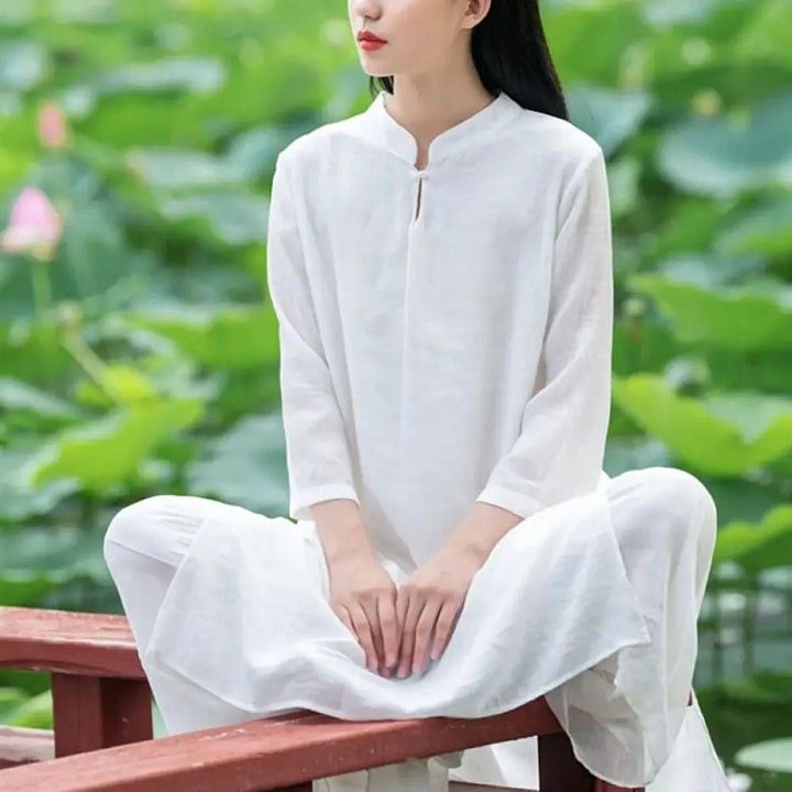 BWOOOH printed yoga pants - 2Pcs White Tai Chi Meditation Yoga Zen C