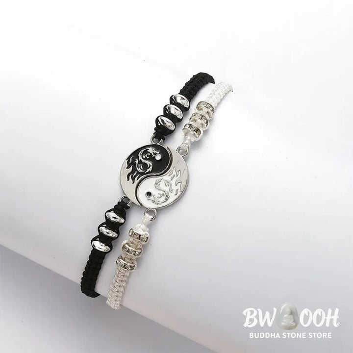 Buddha Stones 2pcs Yin Yang Dragon Couple Bracelet - BWOOOH - Yin Yang (2pcs) - Bracelet