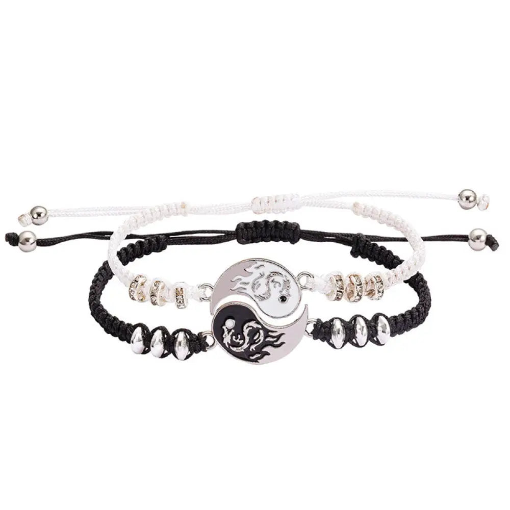 Buddha Stones 2pcs Yin Yang Dragon Couple Bracelet - BWOOOH - Yin Yang (2pcs) - Bracelet