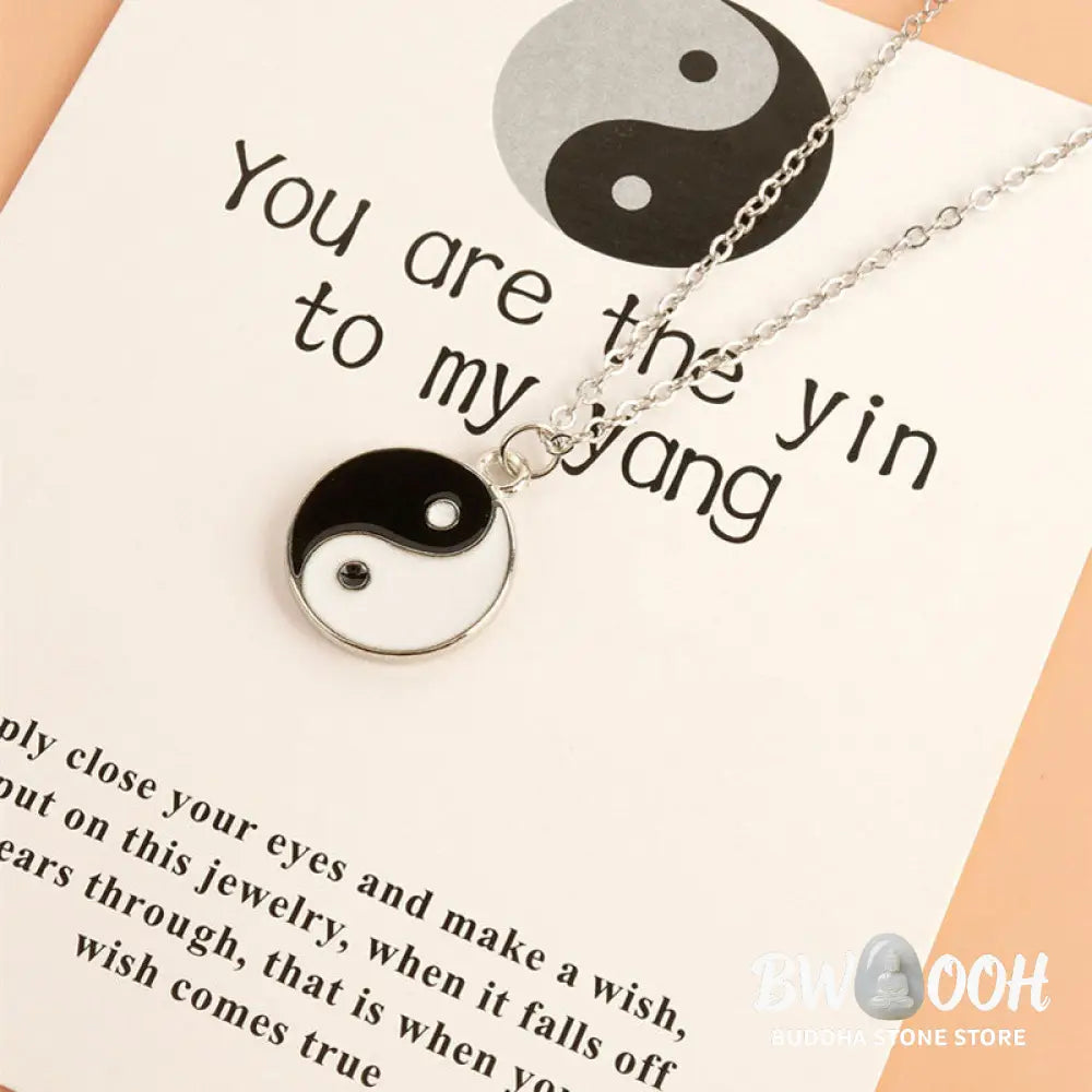 Buddha Stones 2Pcs Yin Yang Harmony Balance Necklace Pendant - BWOOOH - YIN YANG SYMBOL (Balance ♥ Harmony) - Necklaces