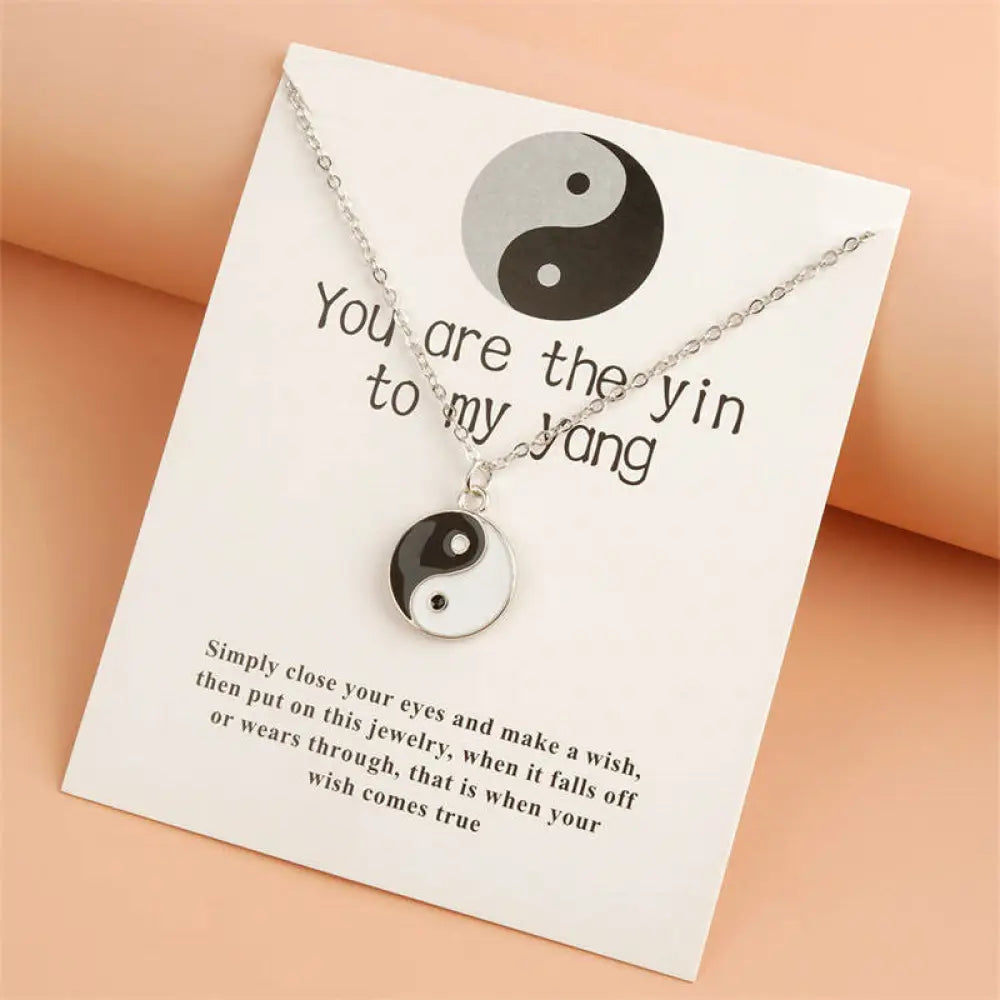 BWOOOH 2Pcs Yin Yang harmony balance couple necklace pendant set