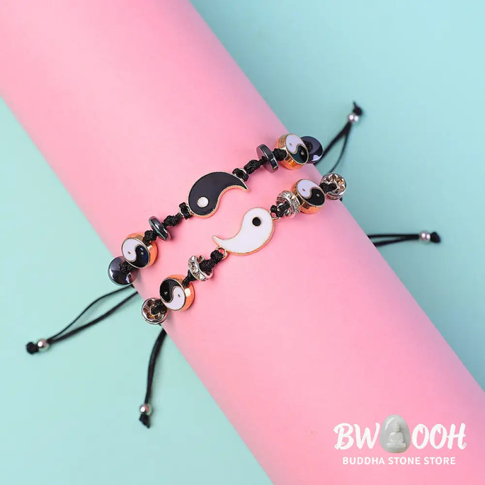 Buddha Stones 2pcs Yin Yang Hematite Couple Bracelet - BWOOOH - Bracelet