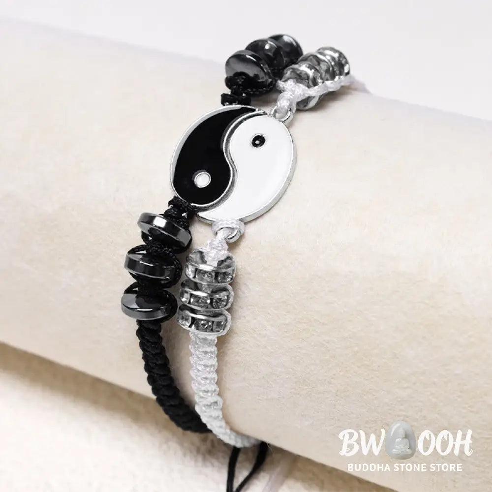 Buddha Stones 2pcs Yin Yang Hematite Couple Bracelet - BWOOOH - Bracelet