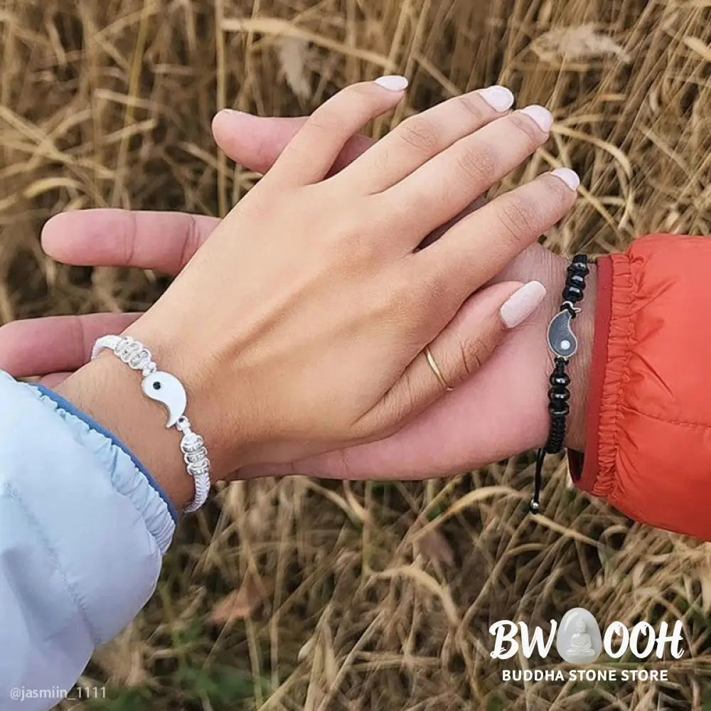 Buddha Stones 2pcs Yin Yang Hematite Couple Bracelet - BWOOOH - Bracelet