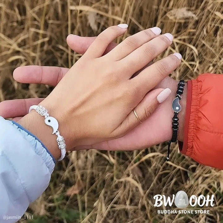 Buddha Stones 2pcs Yin Yang Hematite Couple Bracelet - BWOOOH - Bracelet
