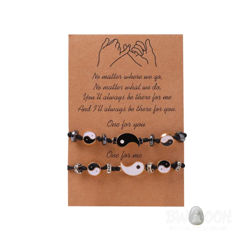 Buddha Stones 2pcs Yin Yang Hematite Couple Bracelet - BWOOOH - Bracelet